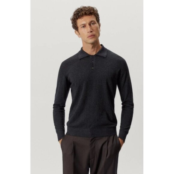 Metropolitan View 100% Cashmere Mens Polo Sweater L Gray Soft Luxury Knit Pullov - Picture 1 of 11